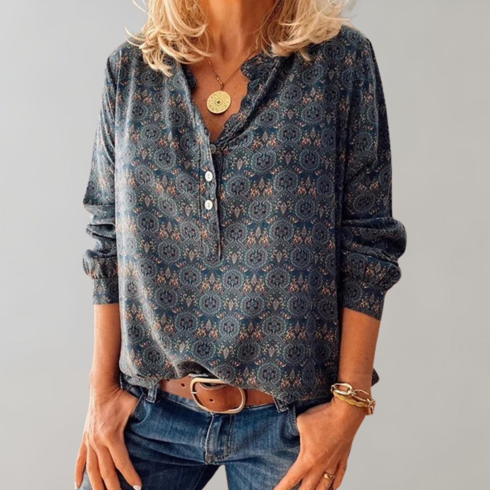 Briva® | Stylish Vintage Women'S Blouse With Beautiful Prints