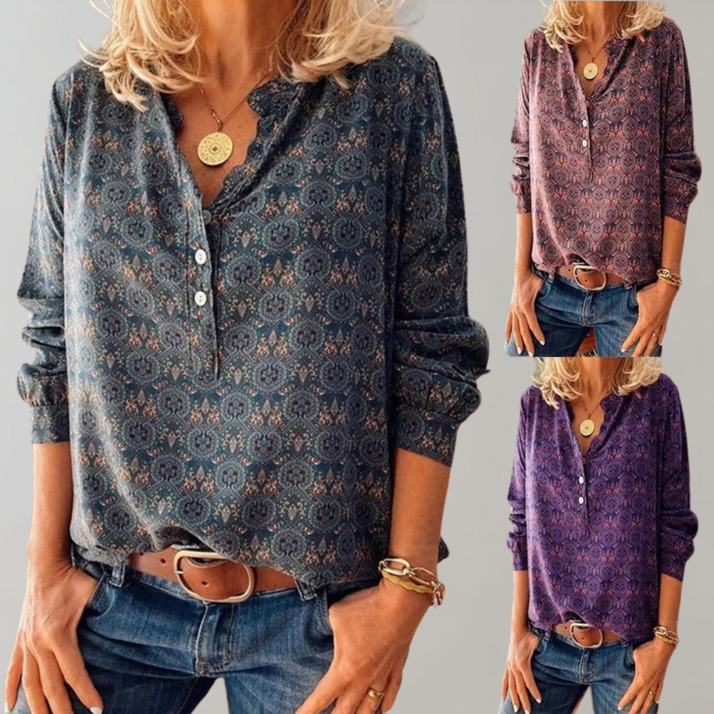 Briva® | Stylish Vintage Women'S Blouse With Beautiful Prints