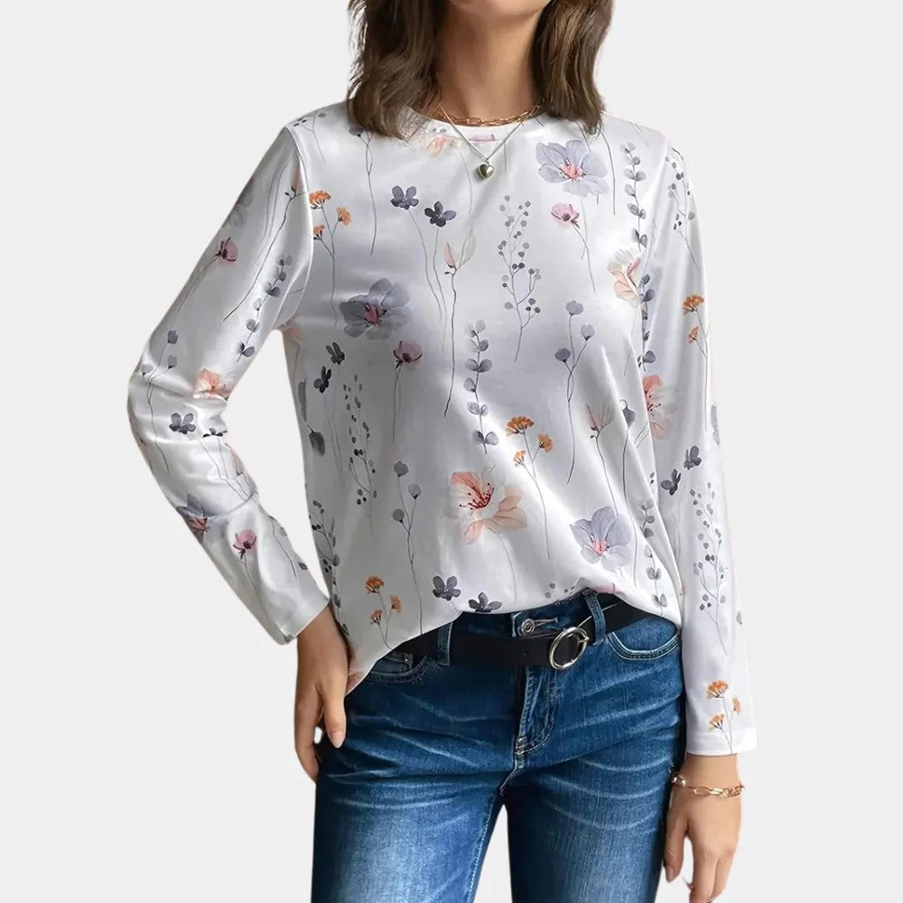 Brittaney® | Women'S Blouse Elegant Floral Print White Suitable For Everyday Use