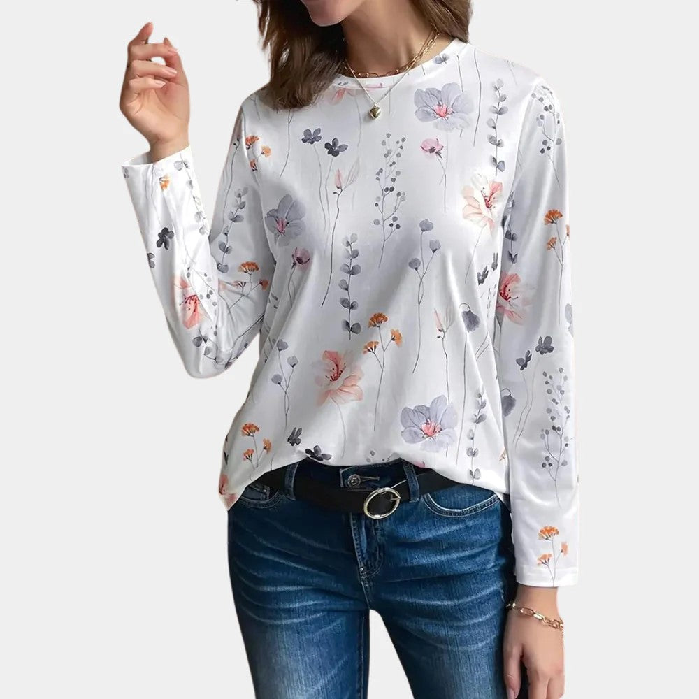Brittaney® | Women'S Blouse Elegant Floral Print White Suitable For Everyday Use