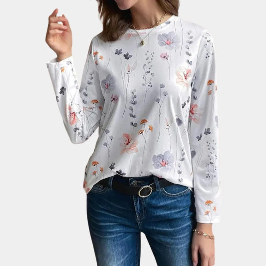 Brittaney® | Women'S Blouse Elegant Floral Print White Suitable For Everyday Use