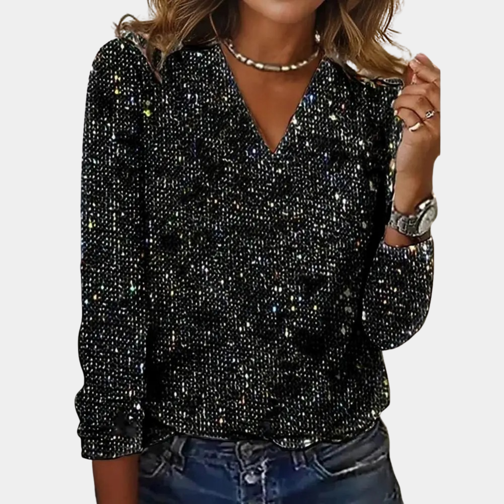 Dayana® | V-neck top with glitter