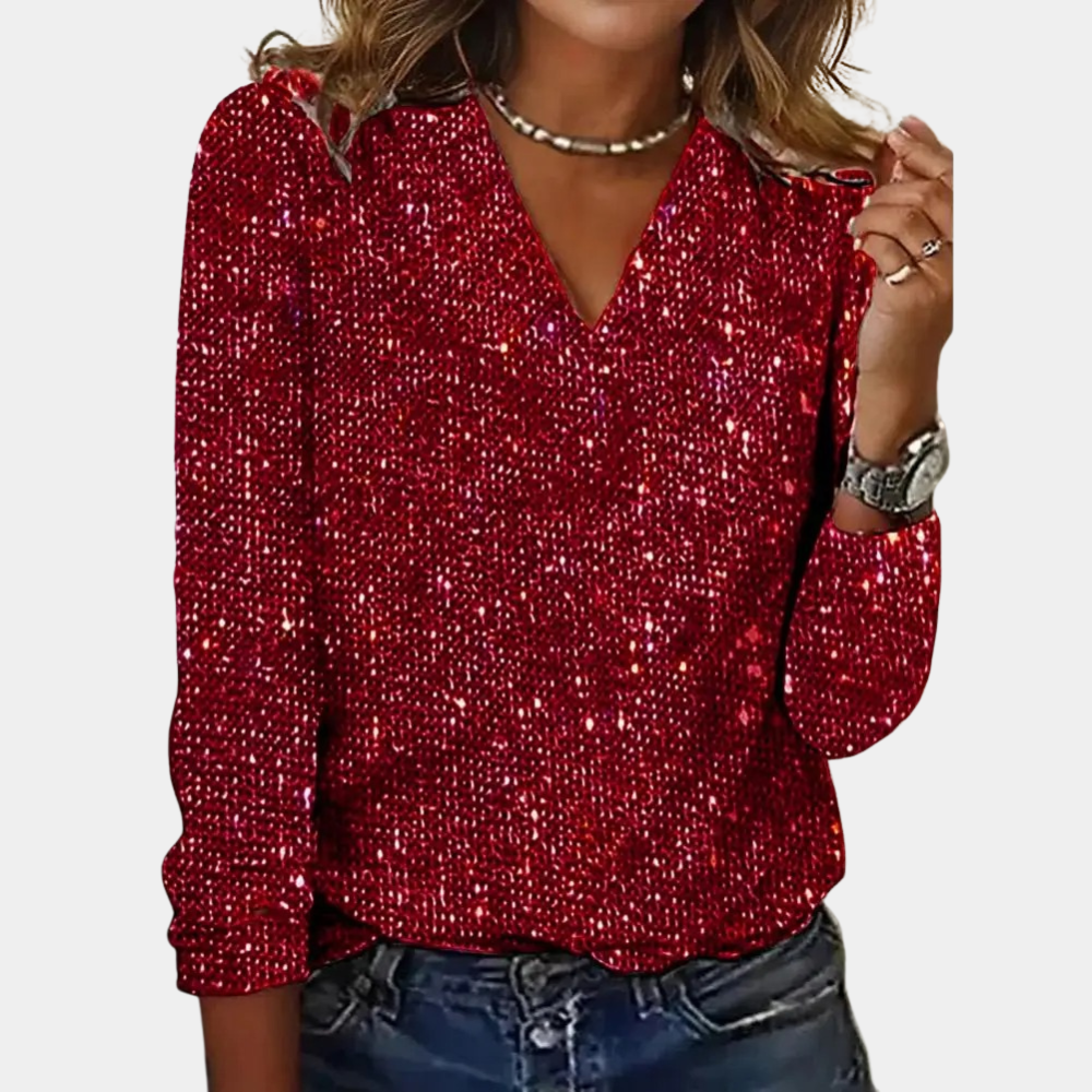 Dayana® | V-neck top with glitter