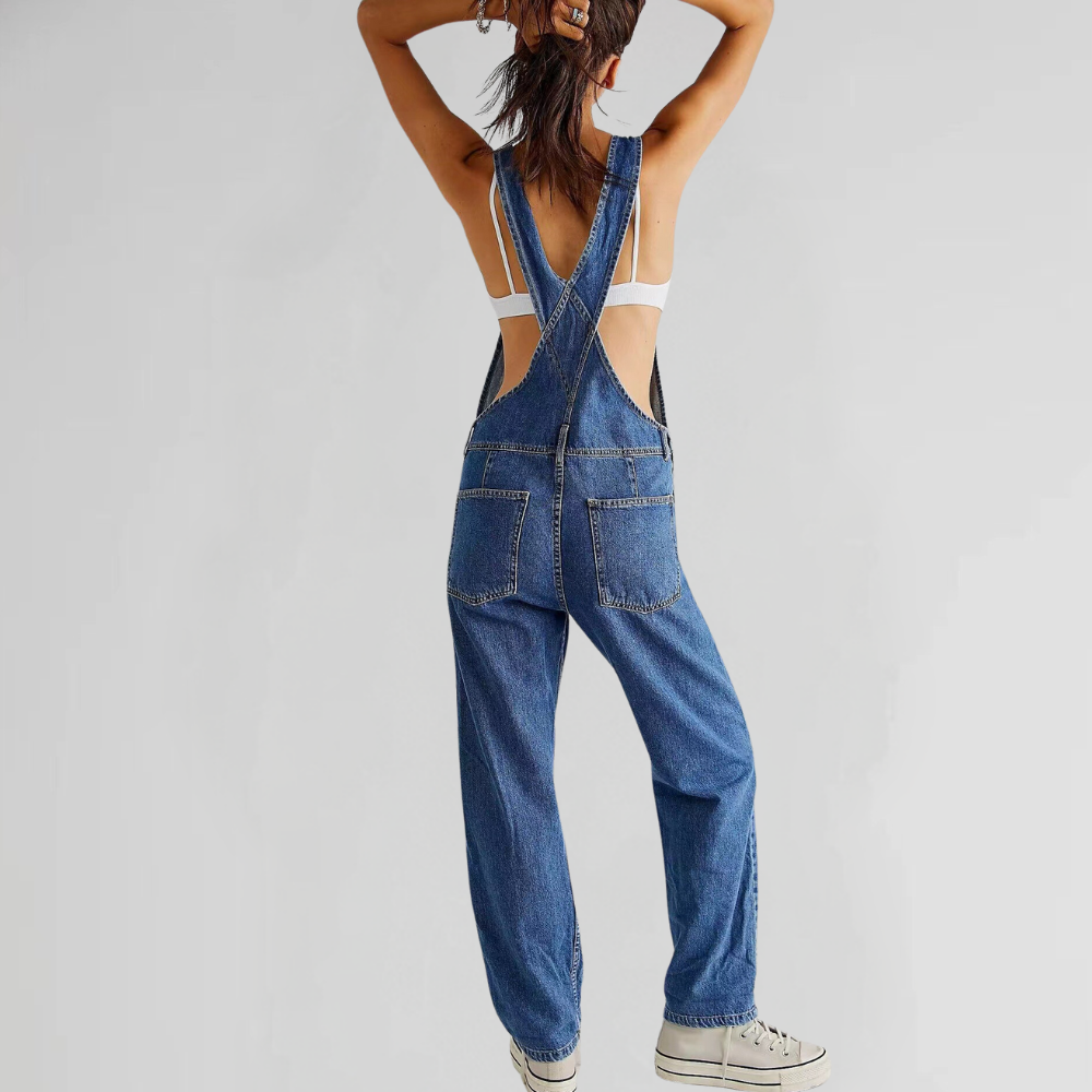 Amberly® | Cross Back Denim Jumpsuit For Women