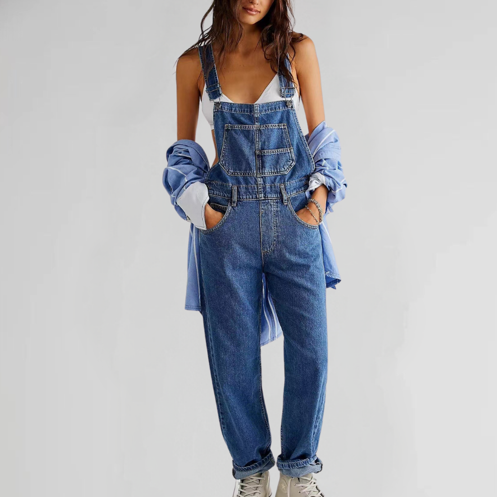 Amberly® | Cross Back Denim Jumpsuit For Women