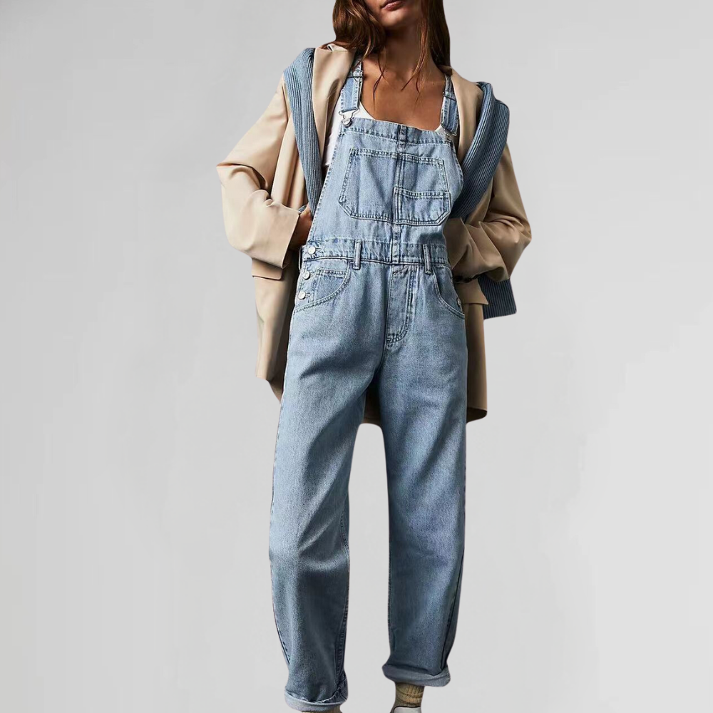 Amberly® | Cross Back Denim Jumpsuit For Women