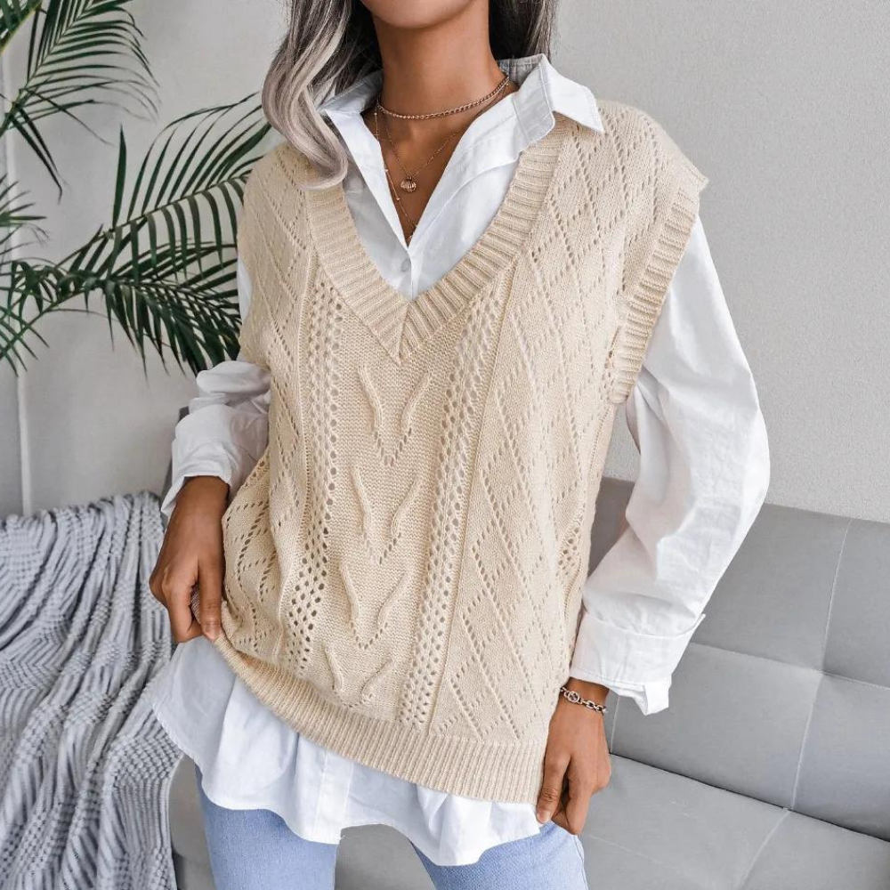 Sue | Women's V-Neck Sleeveless Sweater Vest