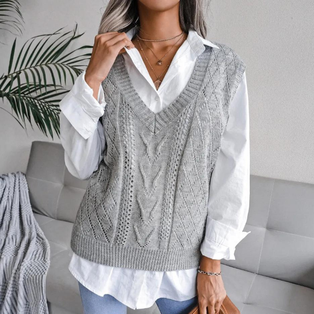 Sue | Women's V-Neck Sleeveless Sweater Vest