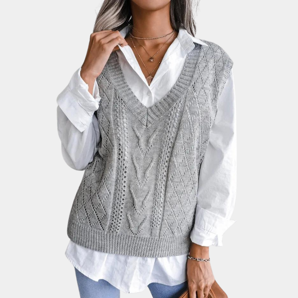 Sue | Women's V-Neck Sleeveless Sweater Vest