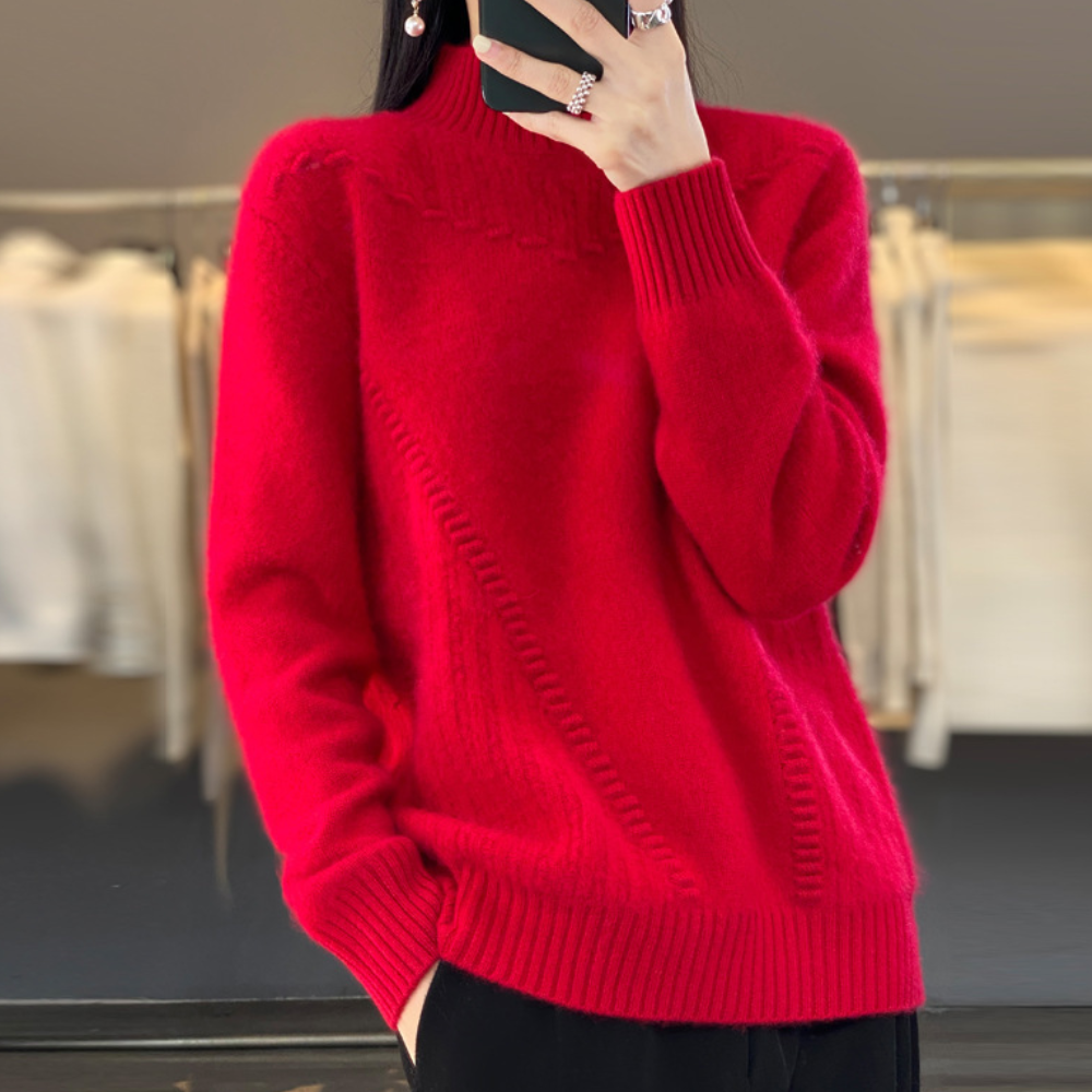 Phyllis | Women's Mock Neck Long Sleeve Sweater