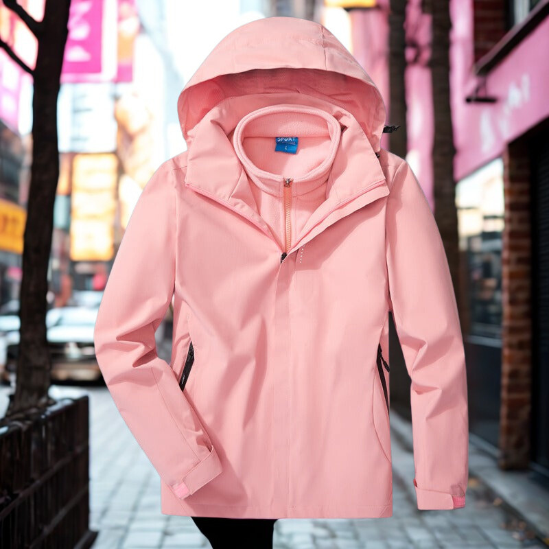 Women’s Outdoor Jacket – 3-in-1 Weather Resistant – Removable Fleece Liner – Adjustable Hood