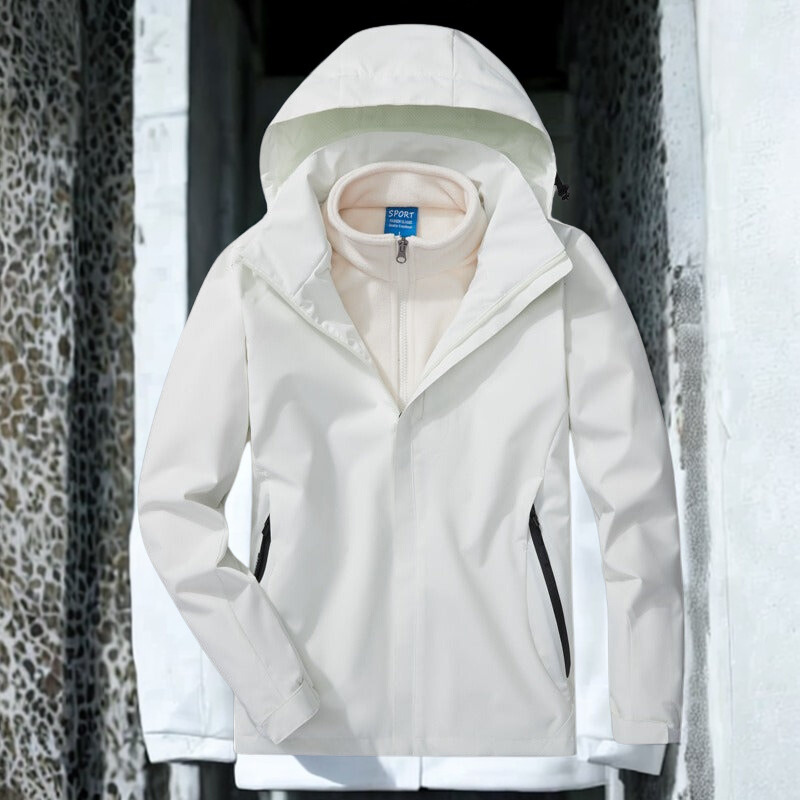 Women’s Outdoor Jacket – 3-in-1 Weather Resistant – Removable Fleece Liner – Adjustable Hood