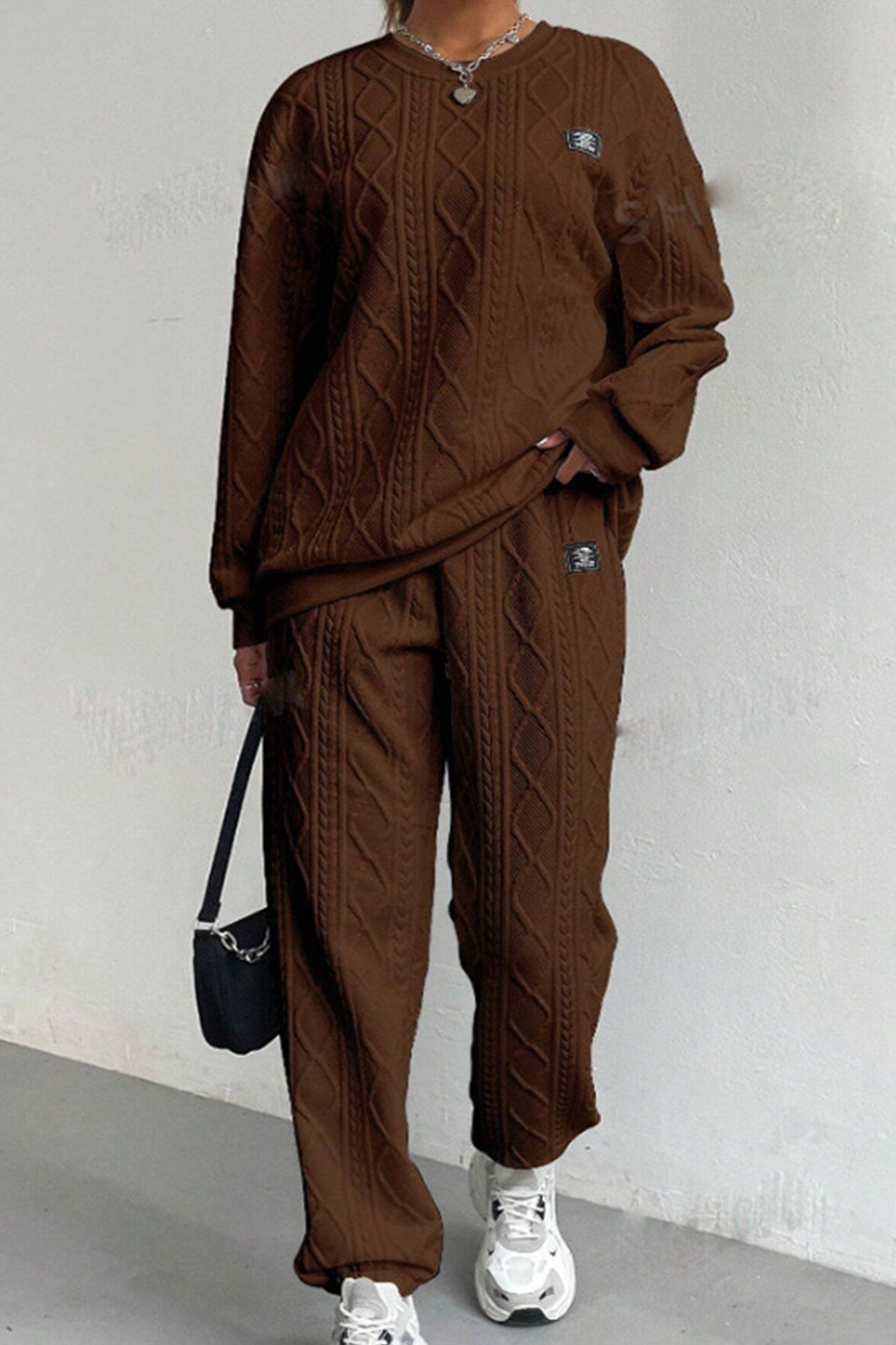 Clara® | Cable knit crew neck sweatshirt set