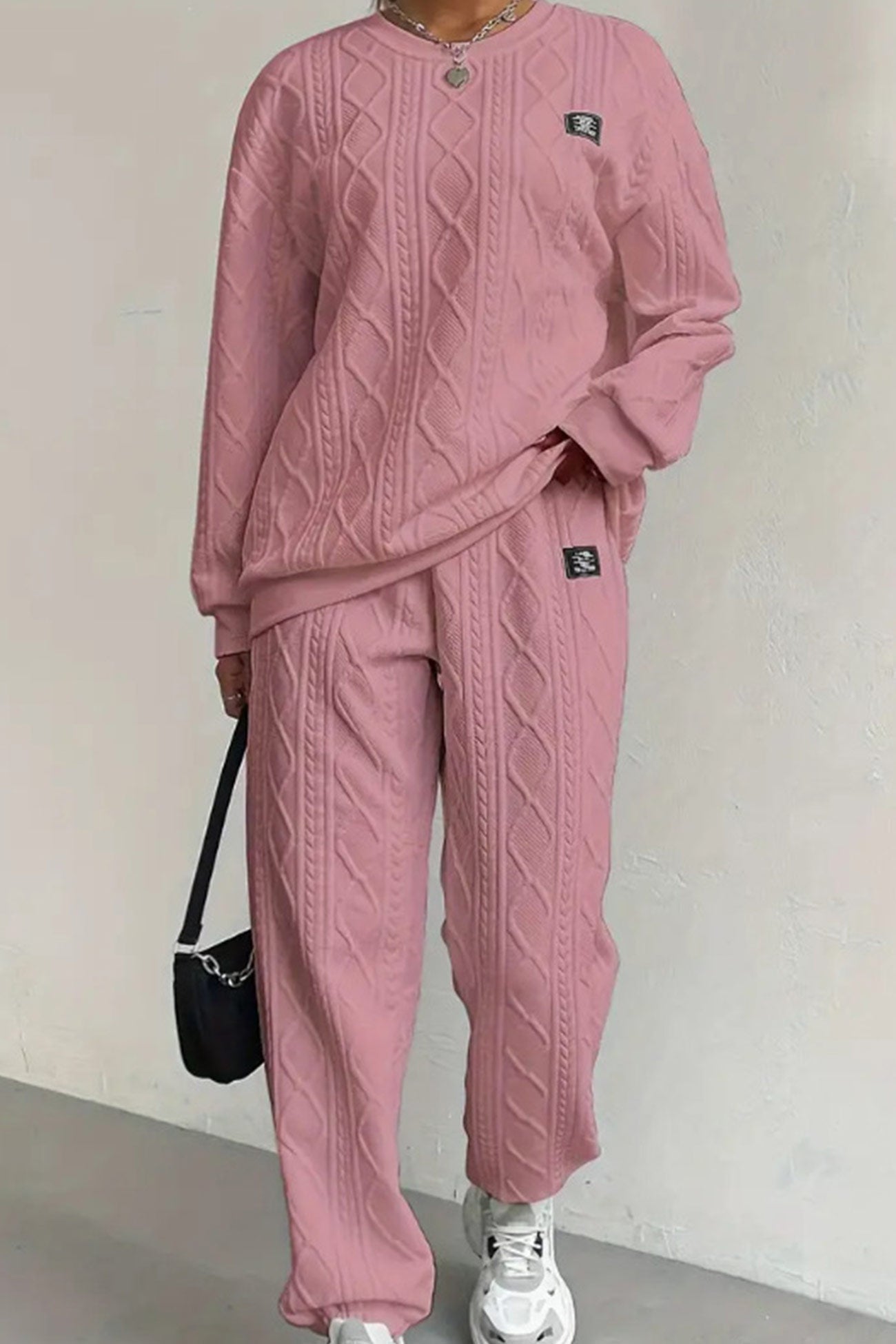 Clara® | Cable knit crew neck sweatshirt set