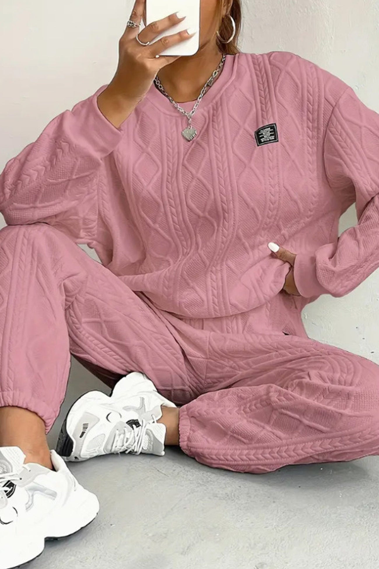 Clara® | Cable knit crew neck sweatshirt set