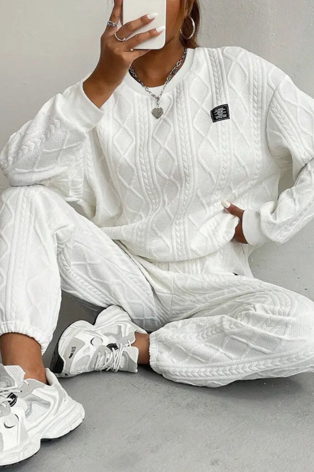Clara® | Cable knit crew neck sweatshirt set
