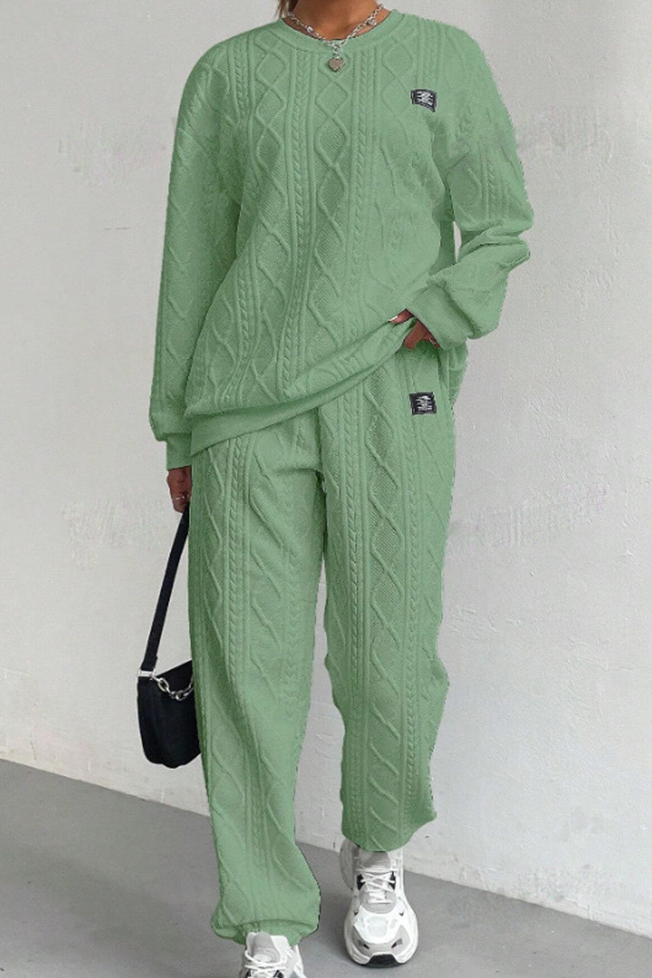 Clara® | Cable knit crew neck sweatshirt set