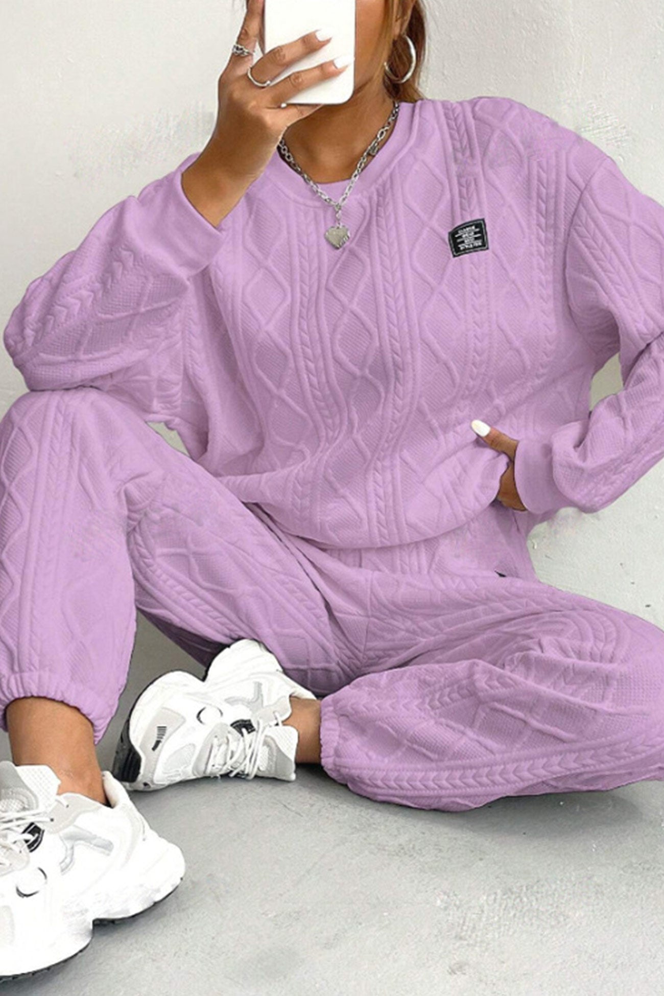 Clara® | Cable knit crew neck sweatshirt set