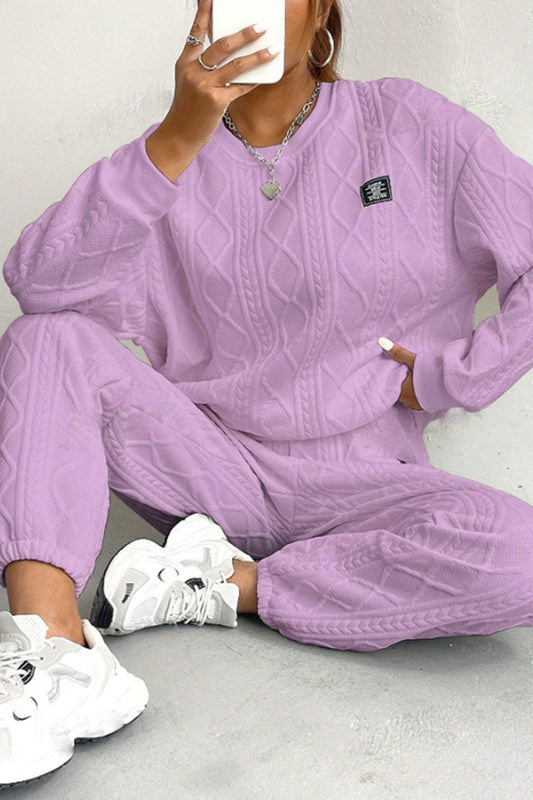 Clara® | Cable knit crew neck sweatshirt set