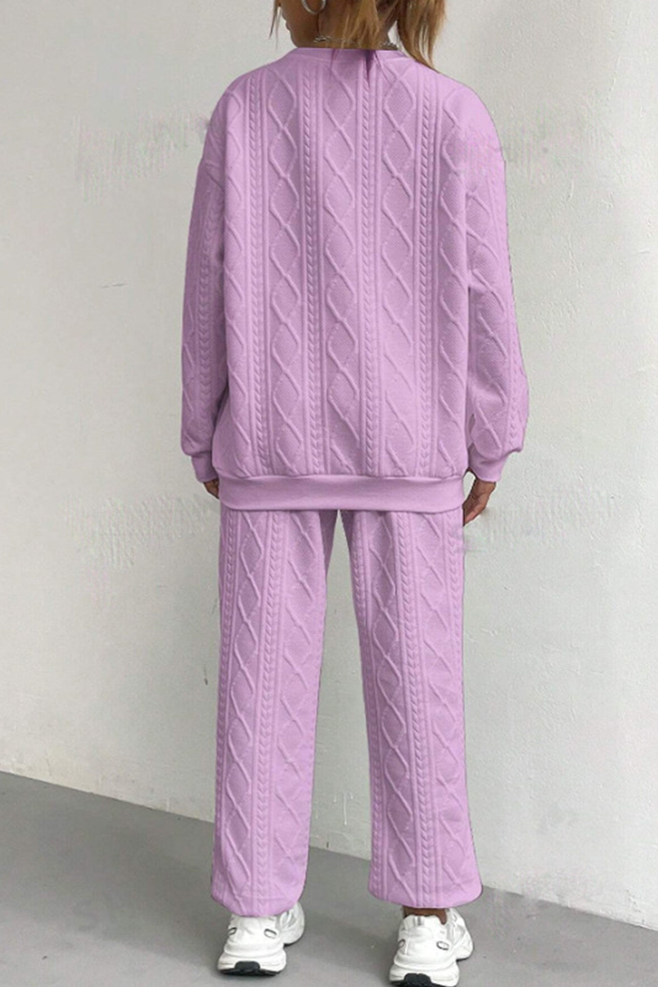 Clara® | Cable knit crew neck sweatshirt set