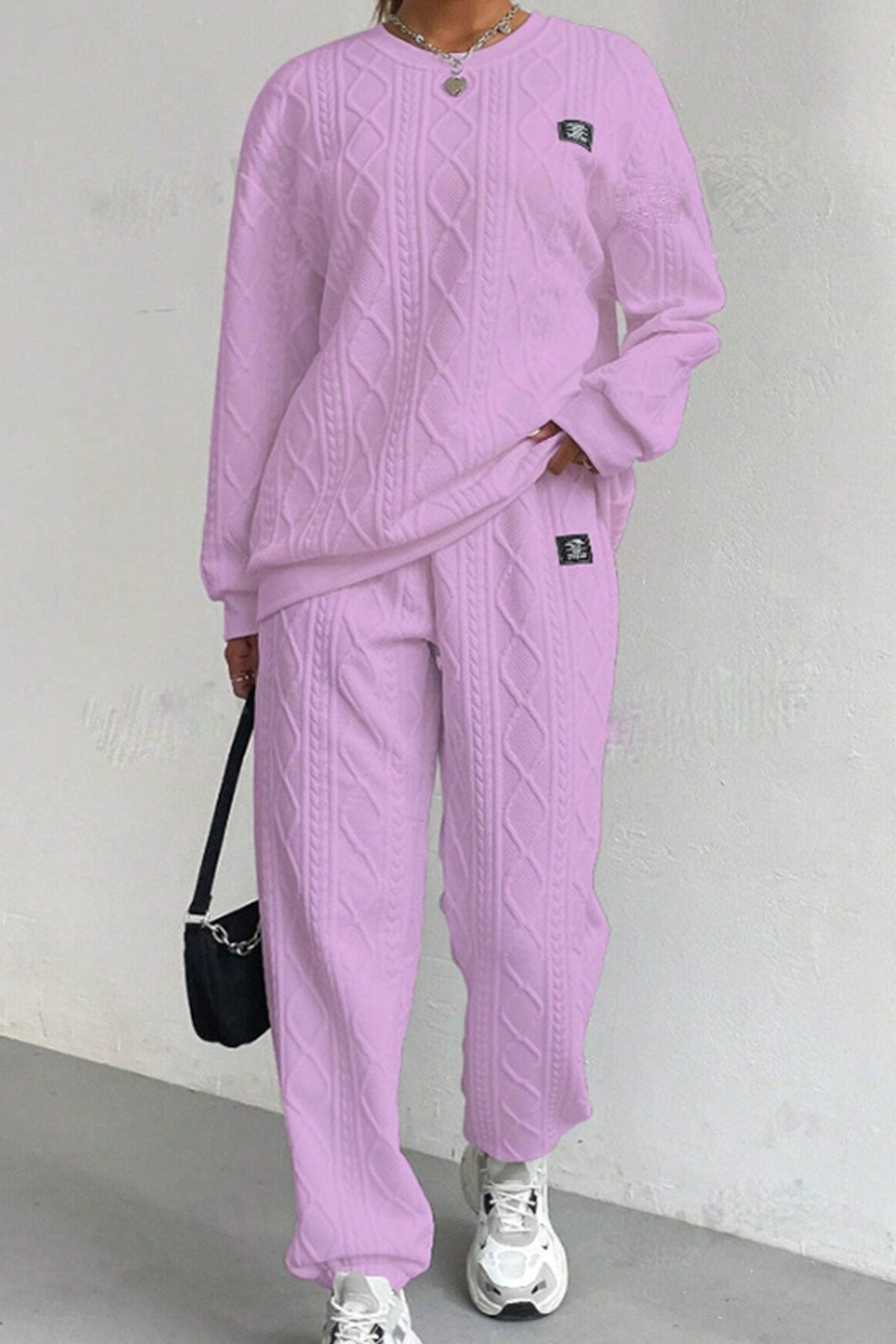 Clara® | Cable knit crew neck sweatshirt set