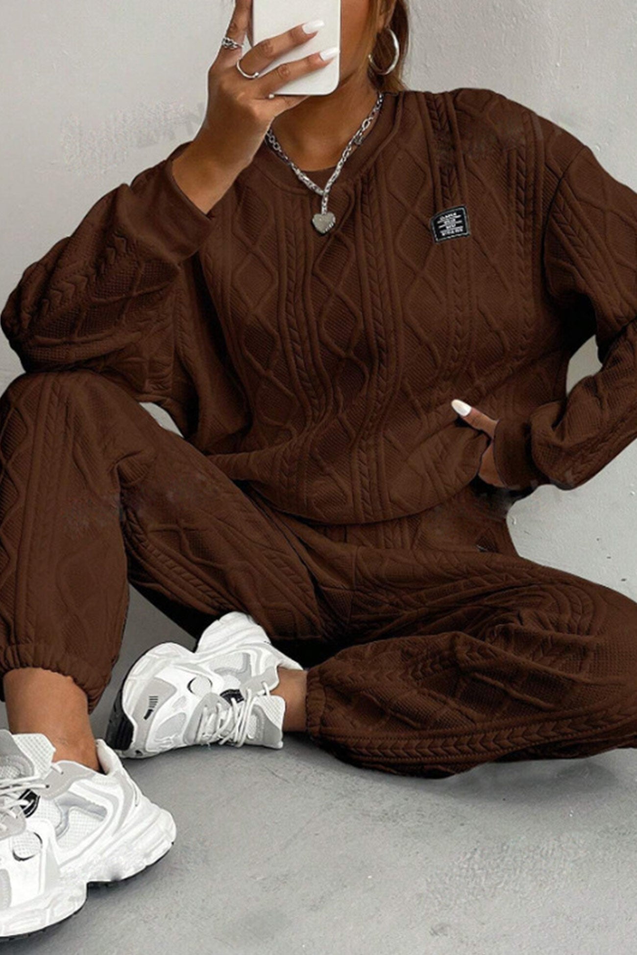 Clara® | Cable knit crew neck sweatshirt set