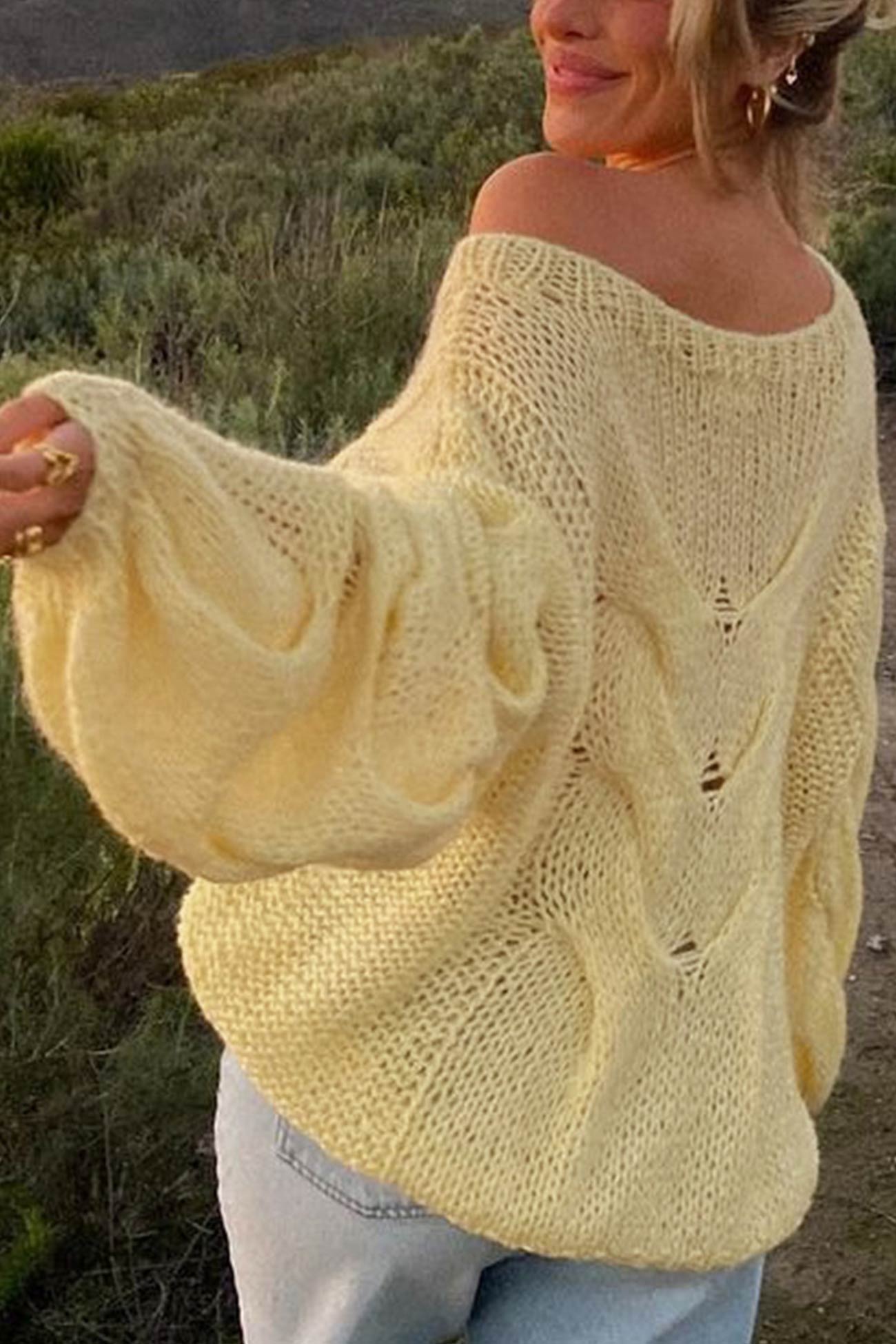 Claudine® | Hollow out cable knit sweater