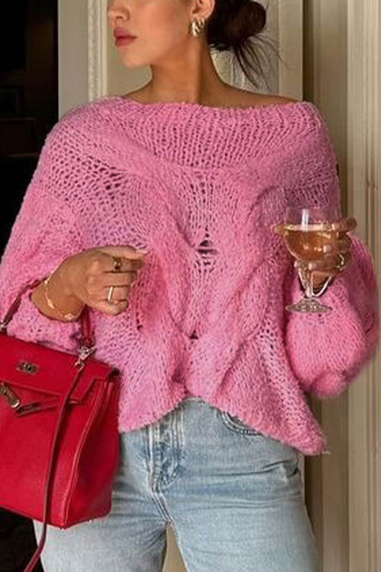 Claudine® | Hollow out cable knit sweater