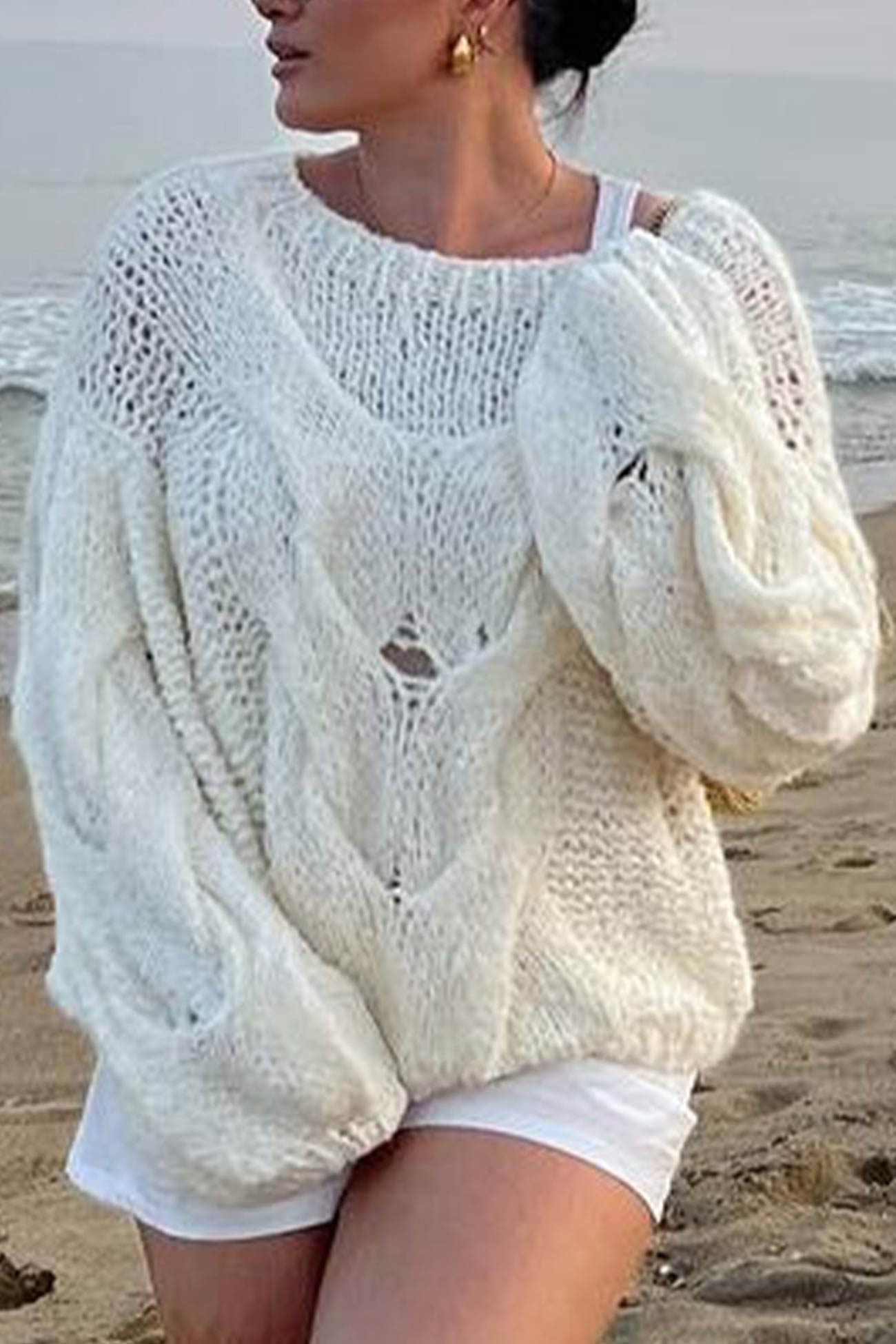 Claudine® | Hollow out cable knit sweater
