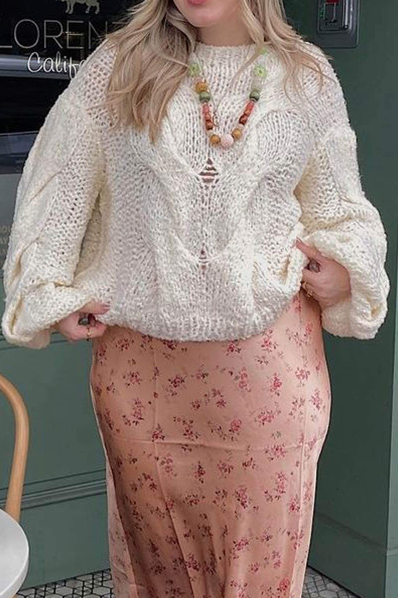 Claudine® | Hollow out cable knit sweater