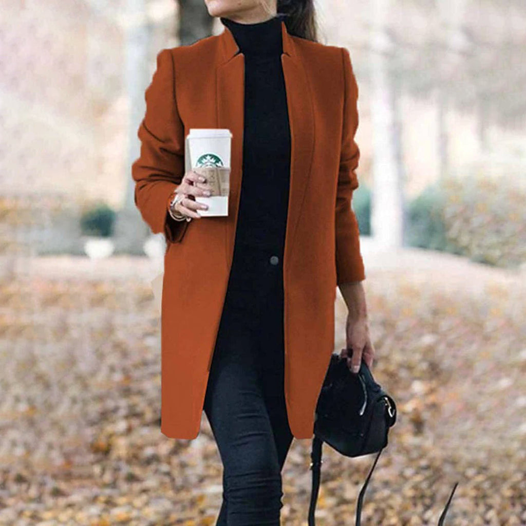 Leanne | Women's Long Collarless Coat