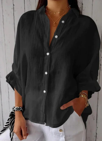 Brumfitt® | Blouse Made Of Cotton And Linen With A Button Placket