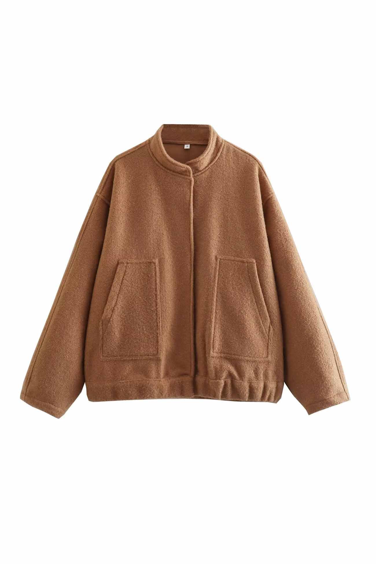 Annika® | Solid jacket with stand-up collar and button pocket