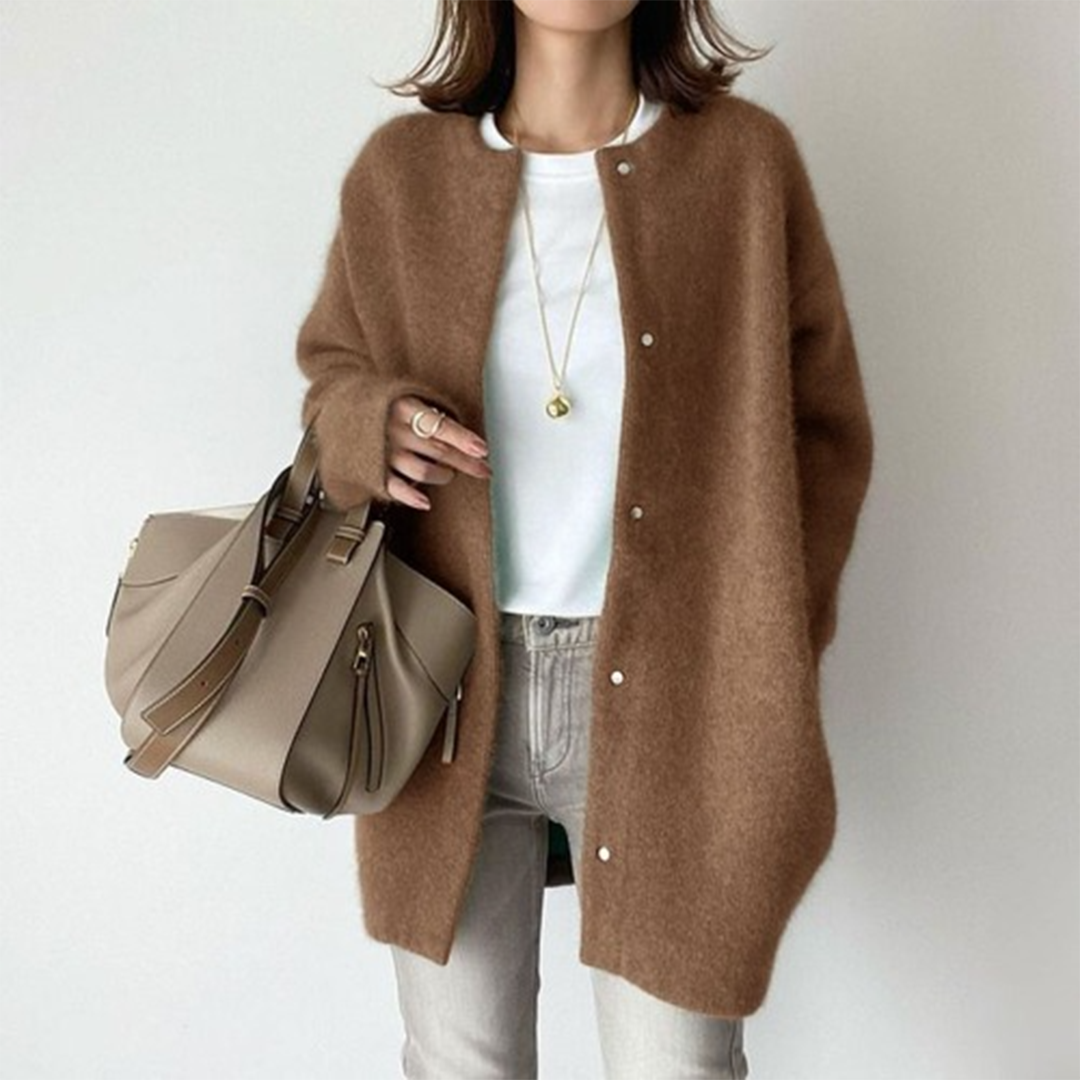 Cristina | long cardigan with press studs