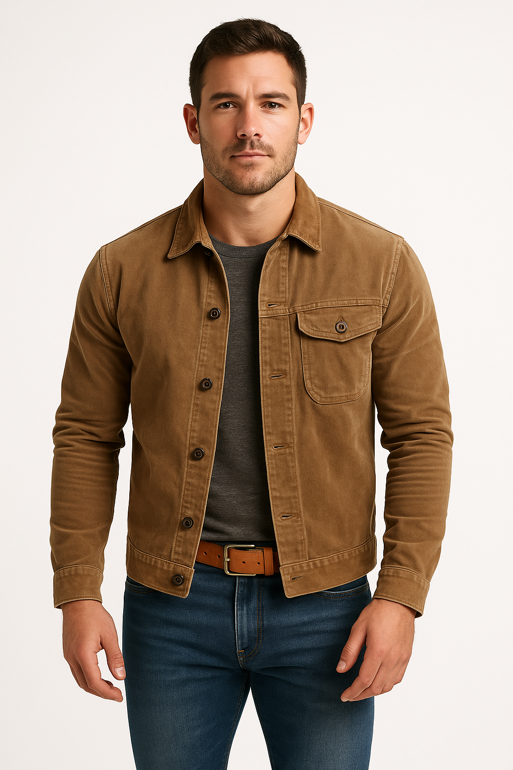 Victor | Men’s Jacket - Casual Cotton Blend - Tailored Fit Shirt Collar