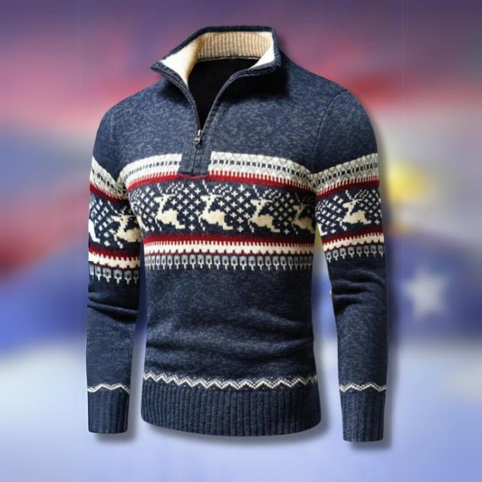 Kris | Men's Fair Isle Half-Zip Sweater