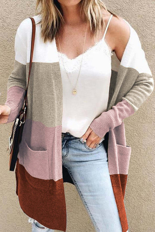 Beatrice® | Color block open front cardigan