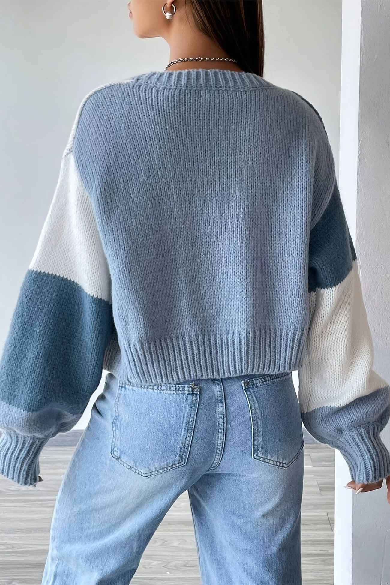 Dolores® | Colorblock Open Front Long Sleeve Cardigan