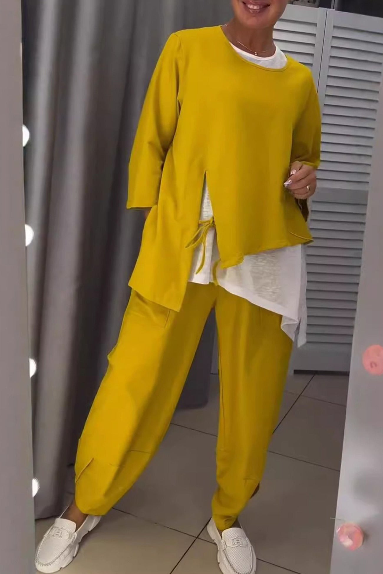 Dana® | Fake two-piece set with drawstring in contrasting color