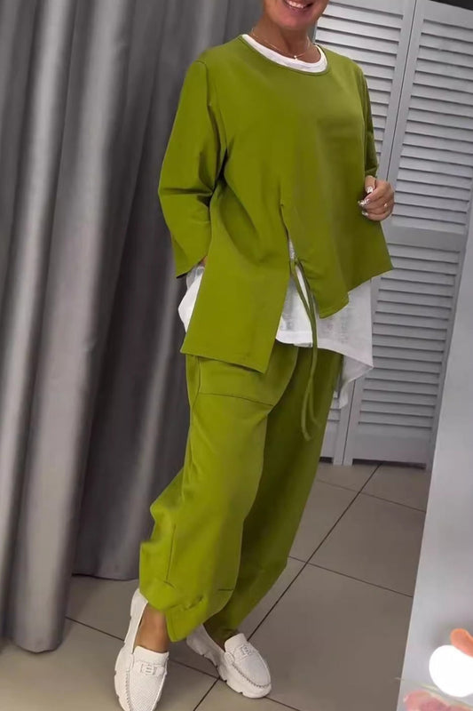 Dana® | Fake two-piece set with drawstring in contrasting color
