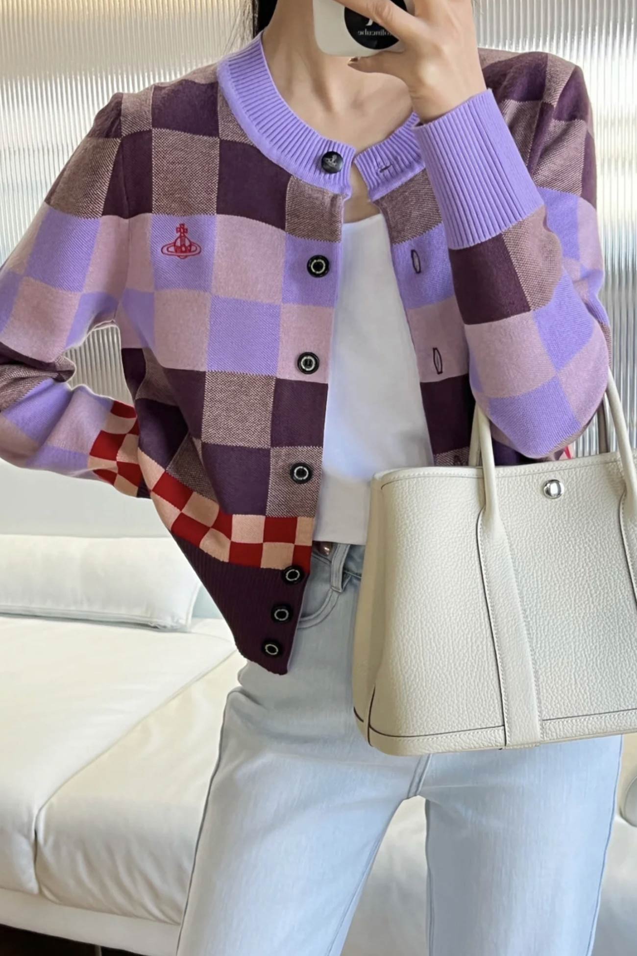 Anita® | Contrast checked knit cardigan