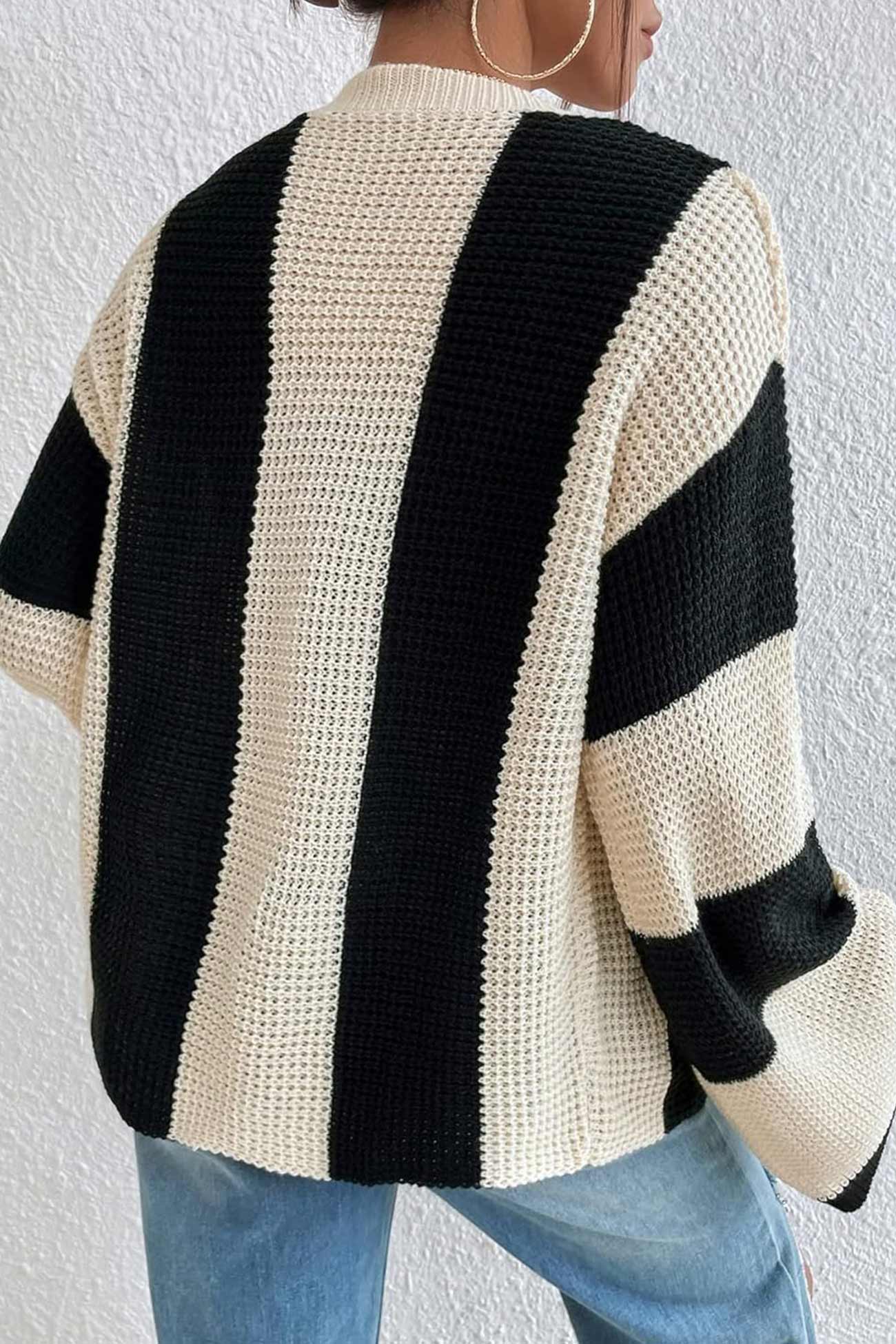 Carla® | Contrast Striped Flare Sleeve Cardigan