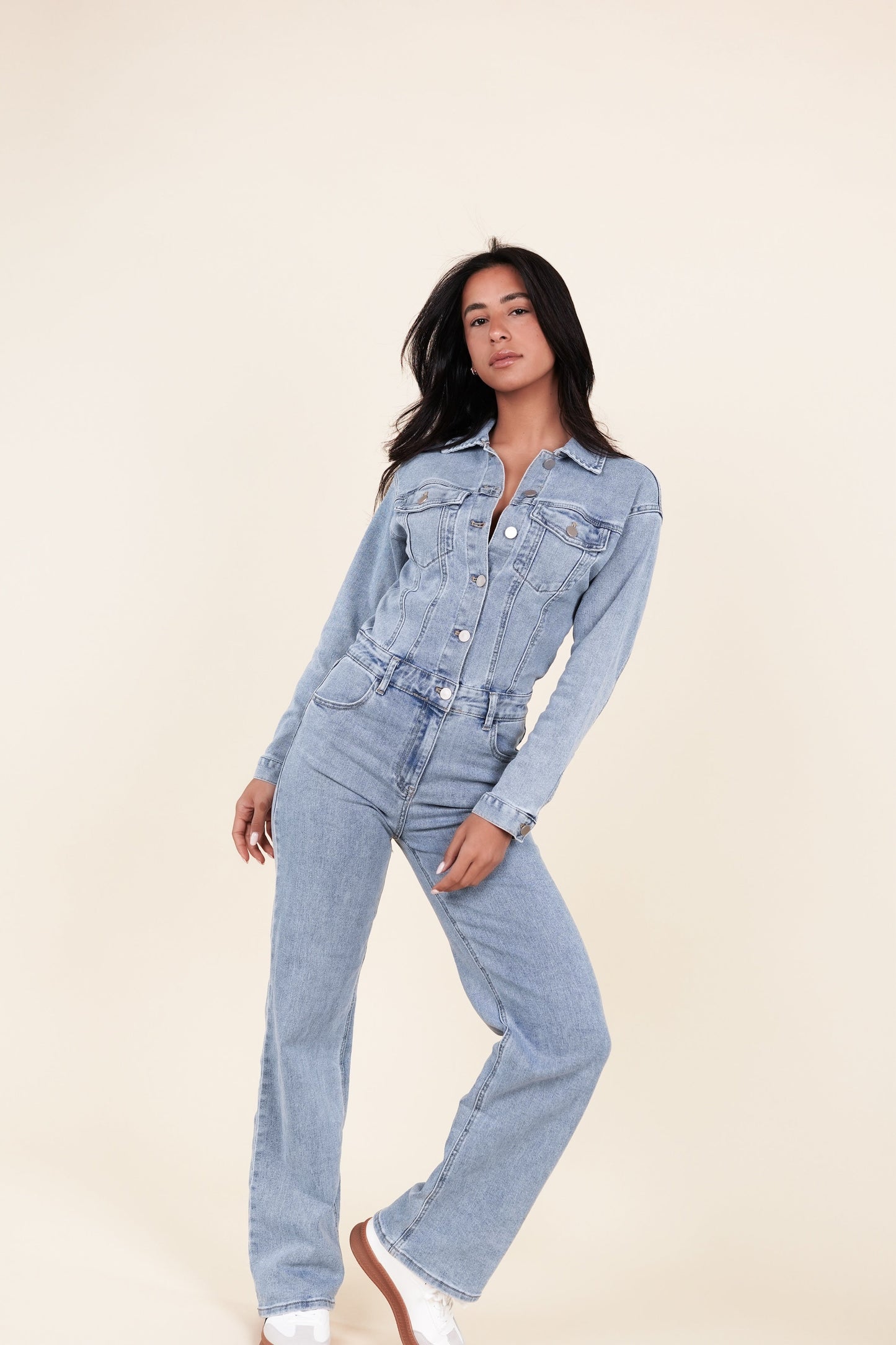 Carina® | Denim Jumpsuit With Straight Leg Blue