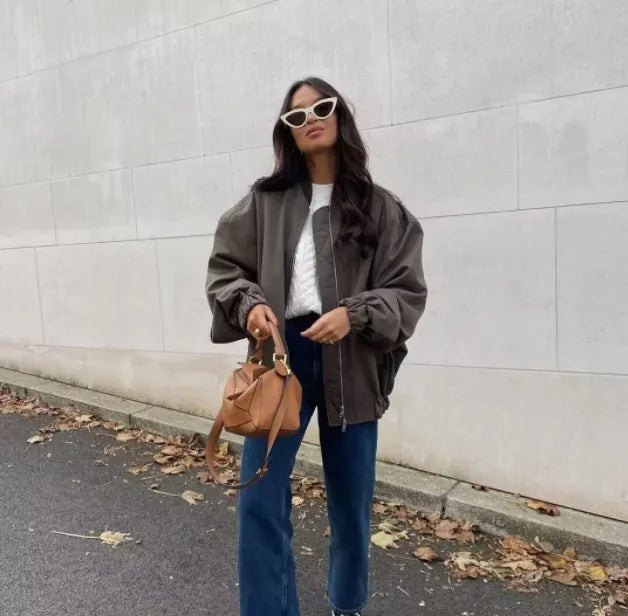 Agustina | Women's Oversized Bomber Jacket Lightweight Trendy