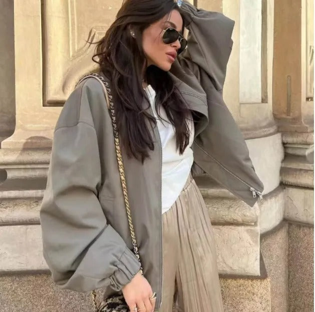 Agustina | Women's Oversized Bomber Jacket Lightweight Trendy