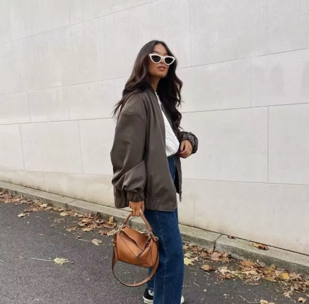 Agustina | Women's Oversized Bomber Jacket Lightweight Trendy