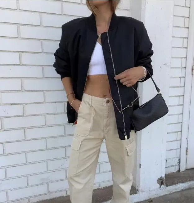 Agustina | Women's Oversized Bomber Jacket Lightweight Trendy
