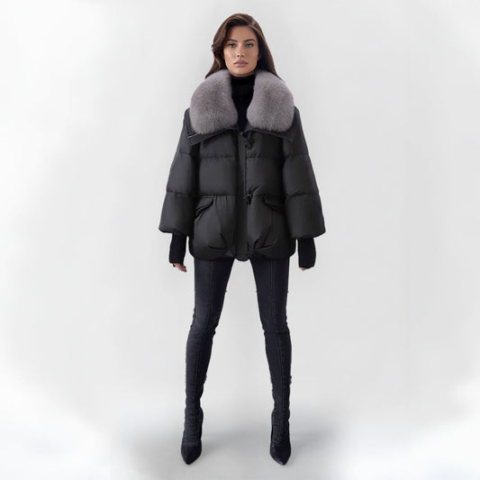 Brenda | Women's puffer jacket with vegan fur collar