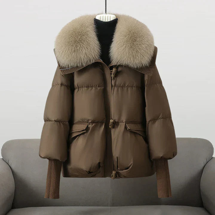 Brenda | Women's puffer jacket with vegan fur collar