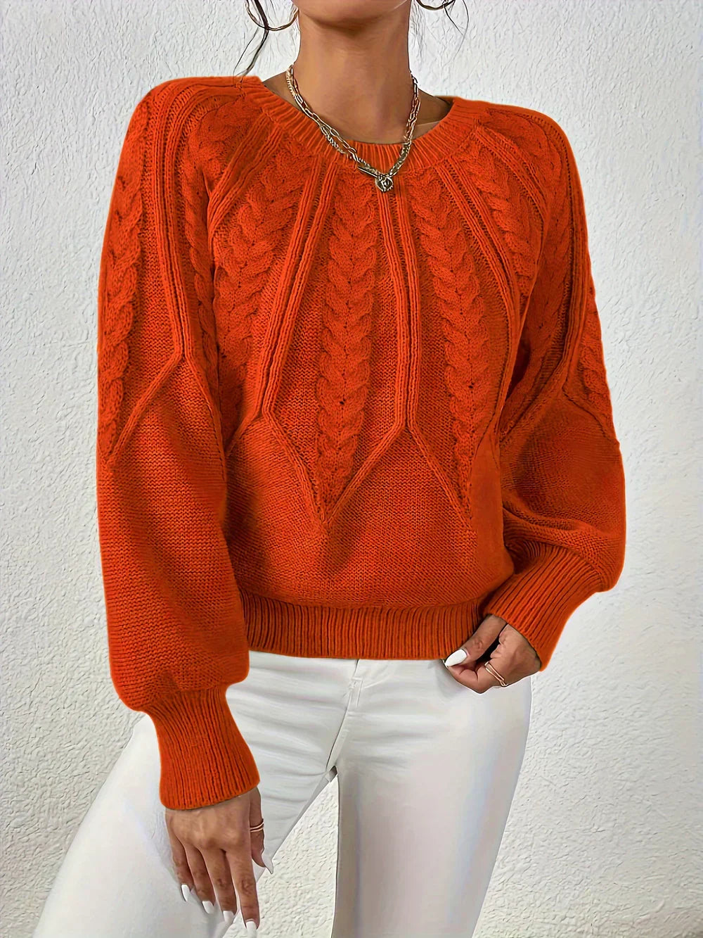 Claudia | Women's Sweater Cotton Cable Knit Casual